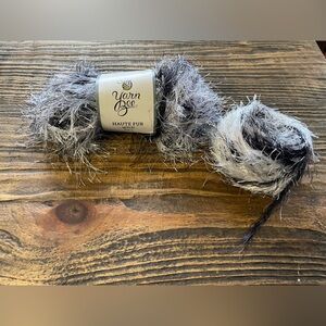 Yarn Bee Zebra Haute Fur Wild Acrylic Fuzzy Yarn, silver and black, New